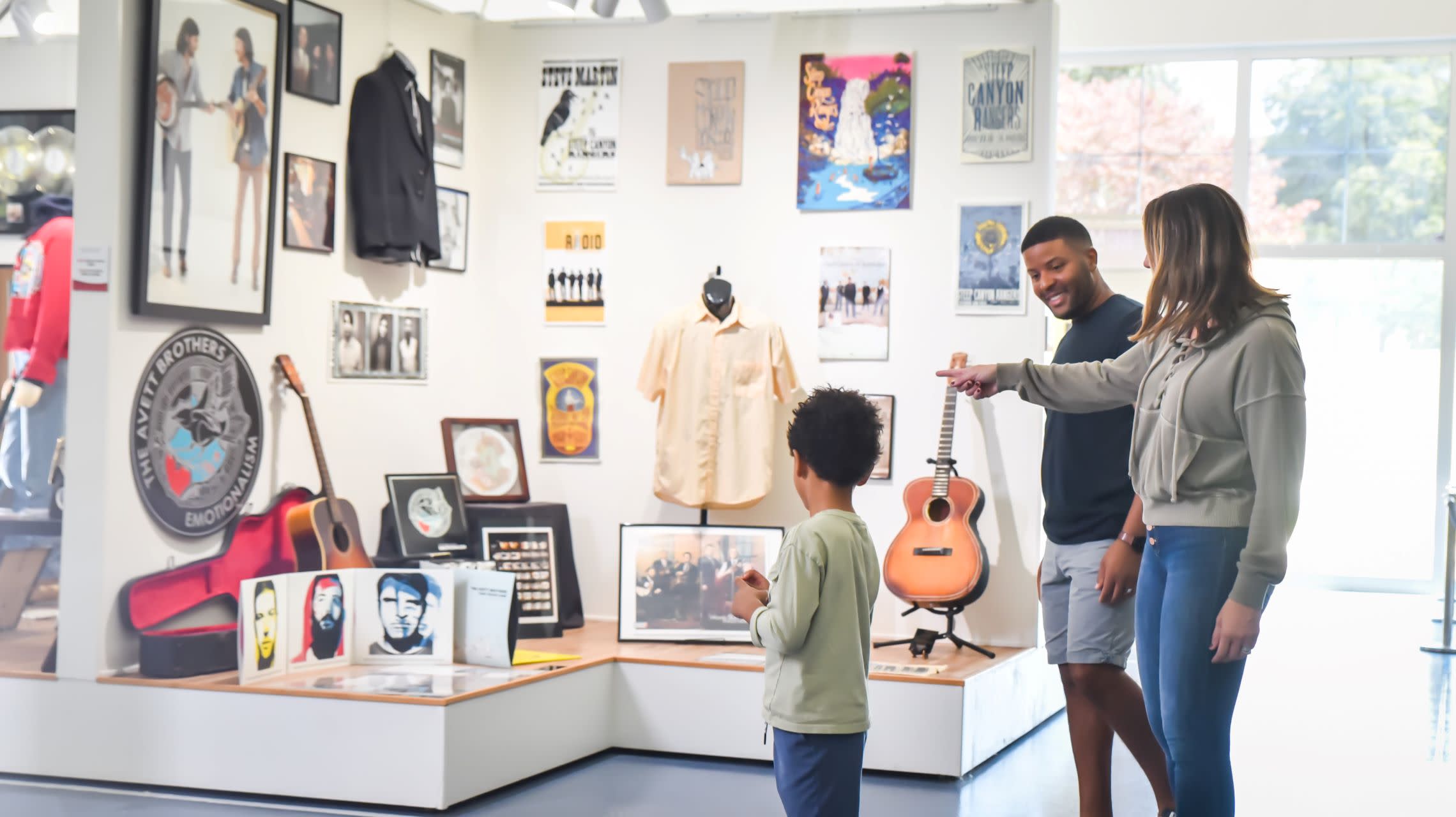 family exploring museum exhibits