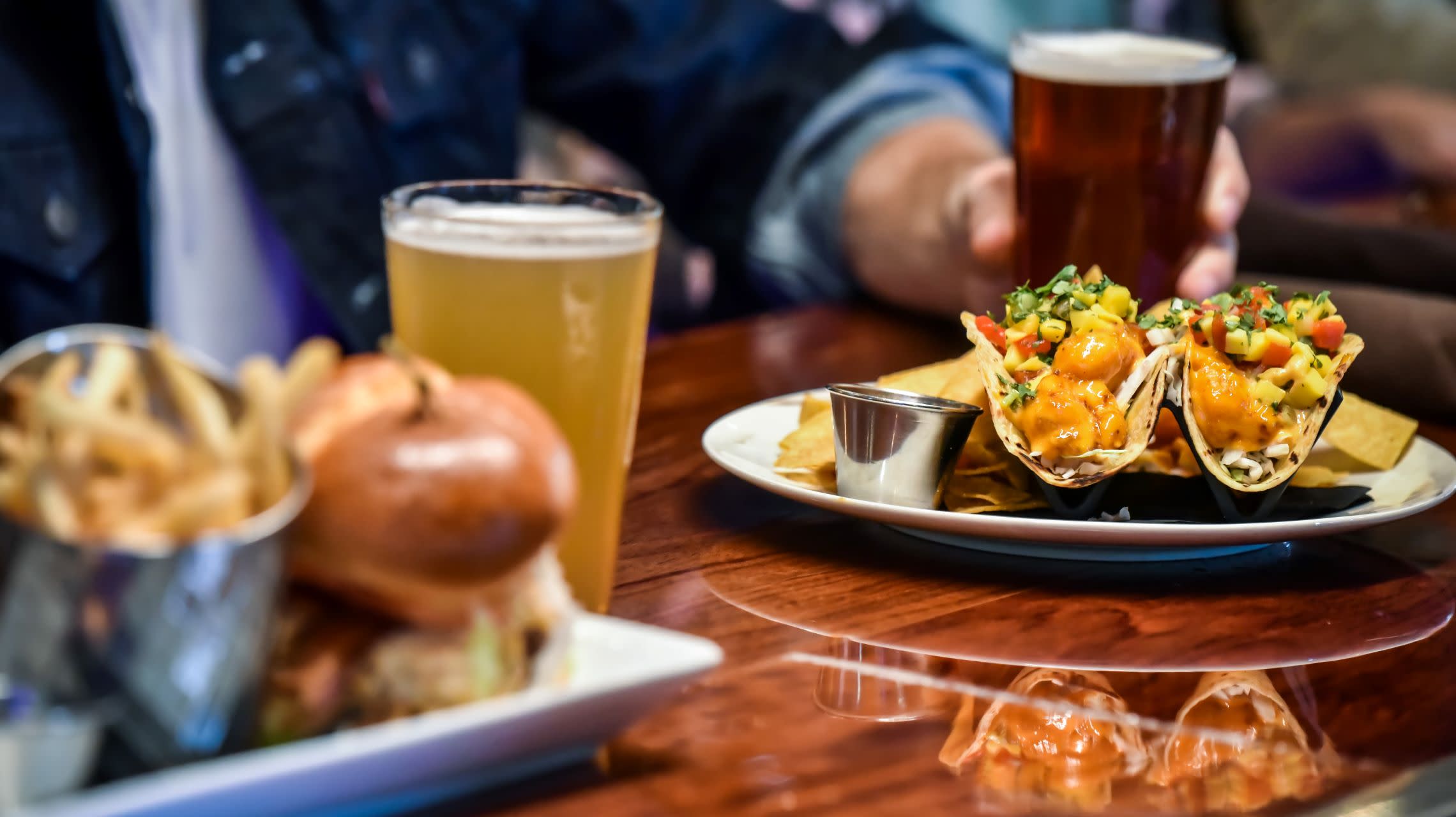 plates of food on bar