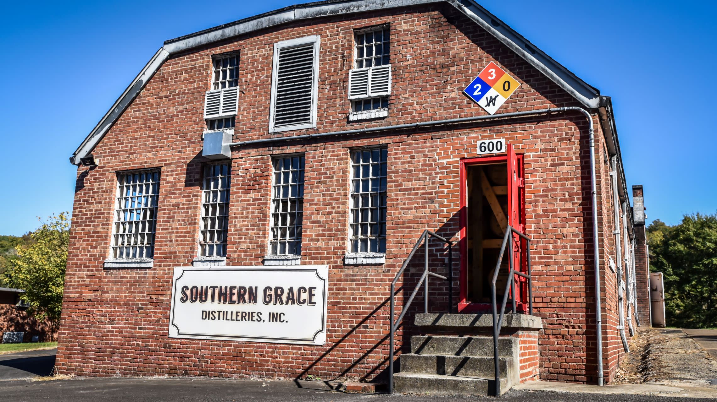 exterior of distillery barrel house