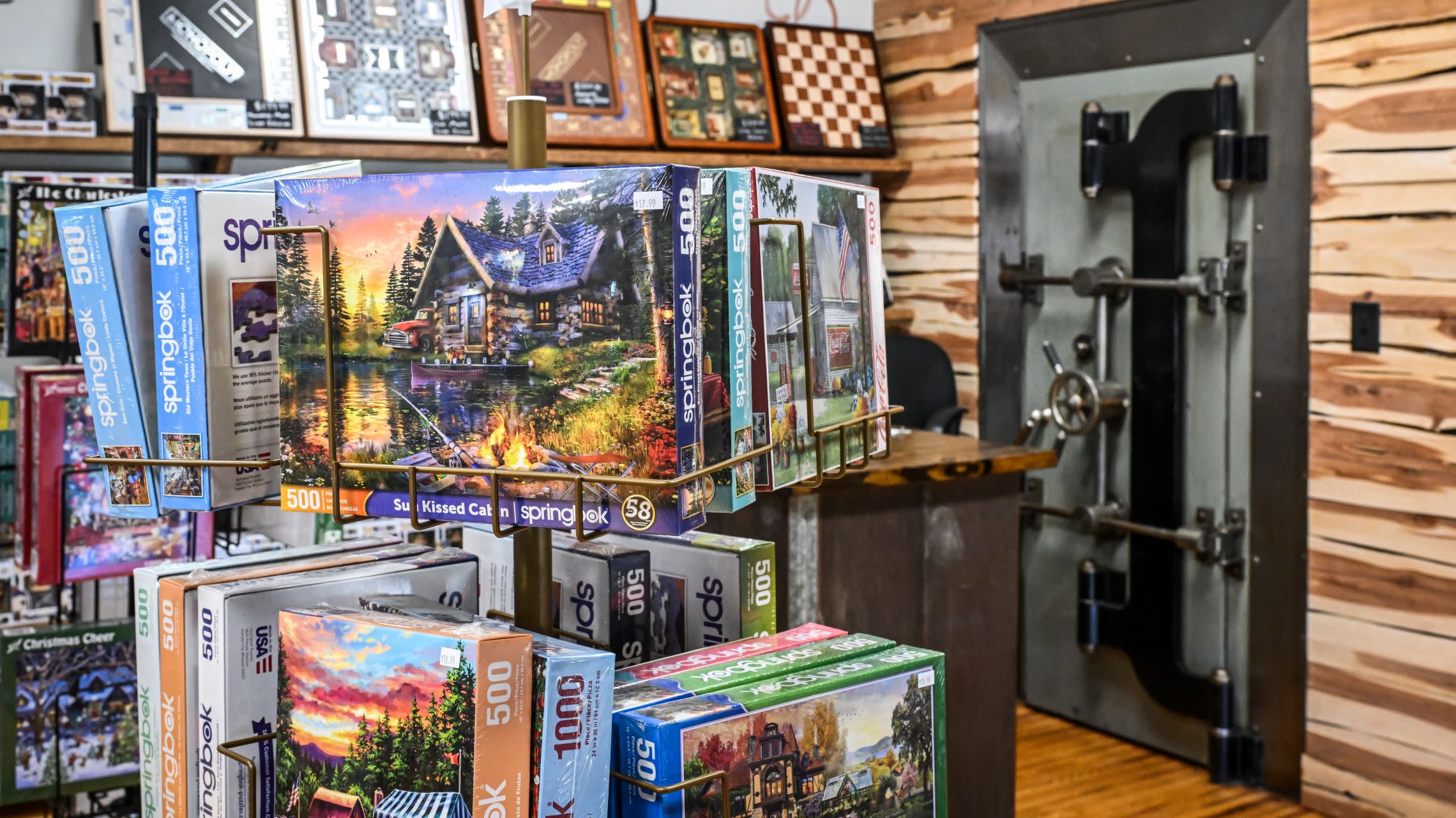 store display of puzzles