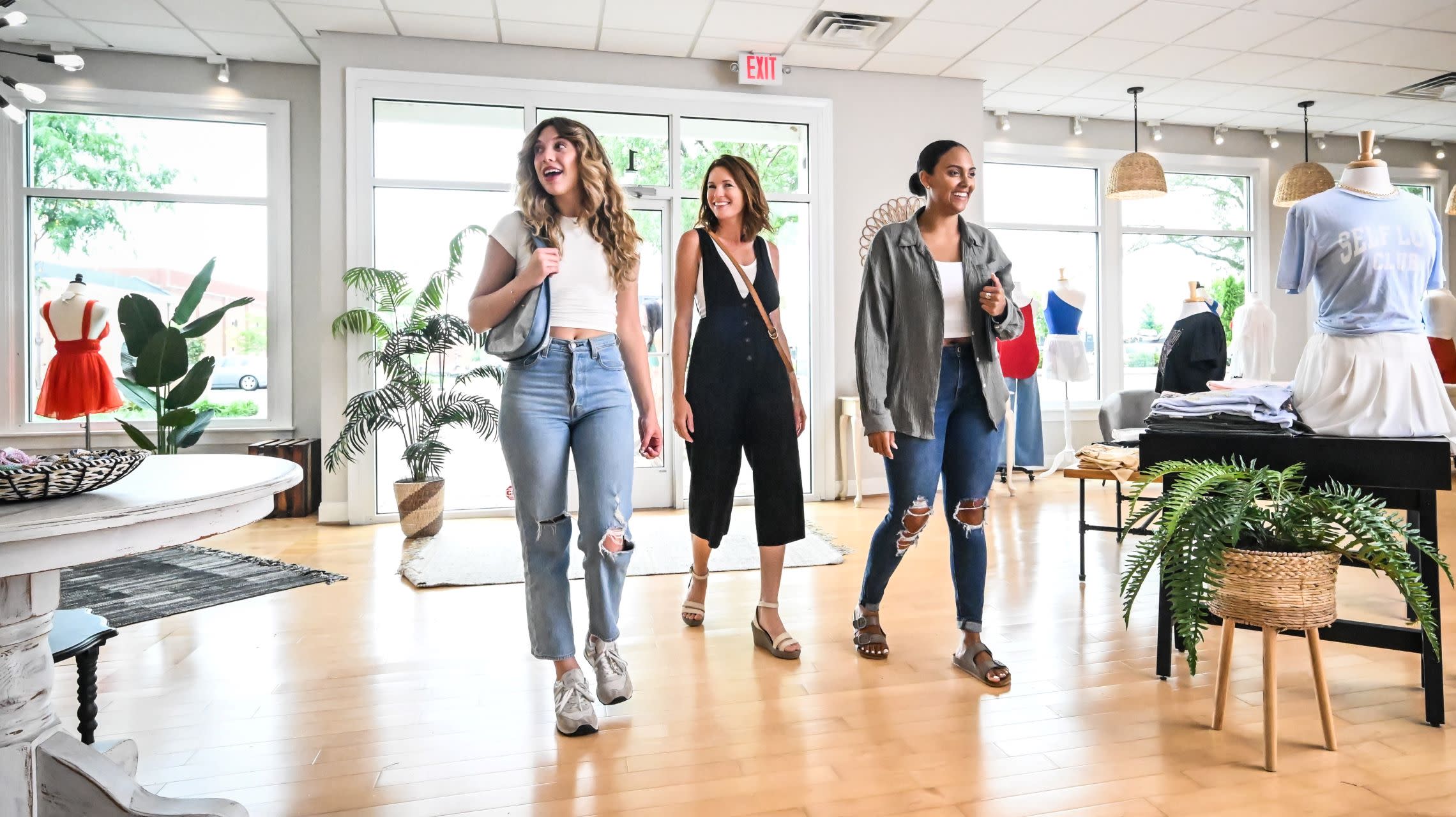 three women inside boutique