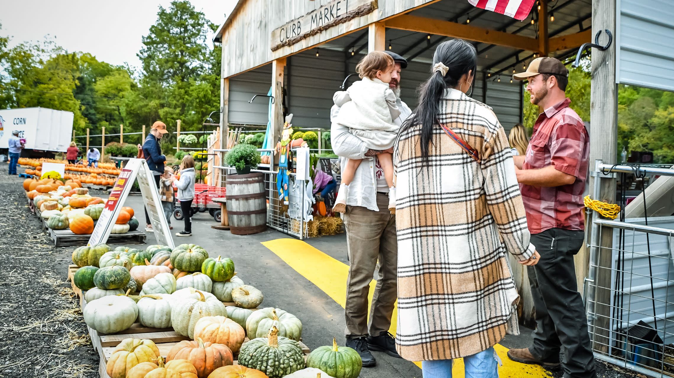 customers shop at farm market