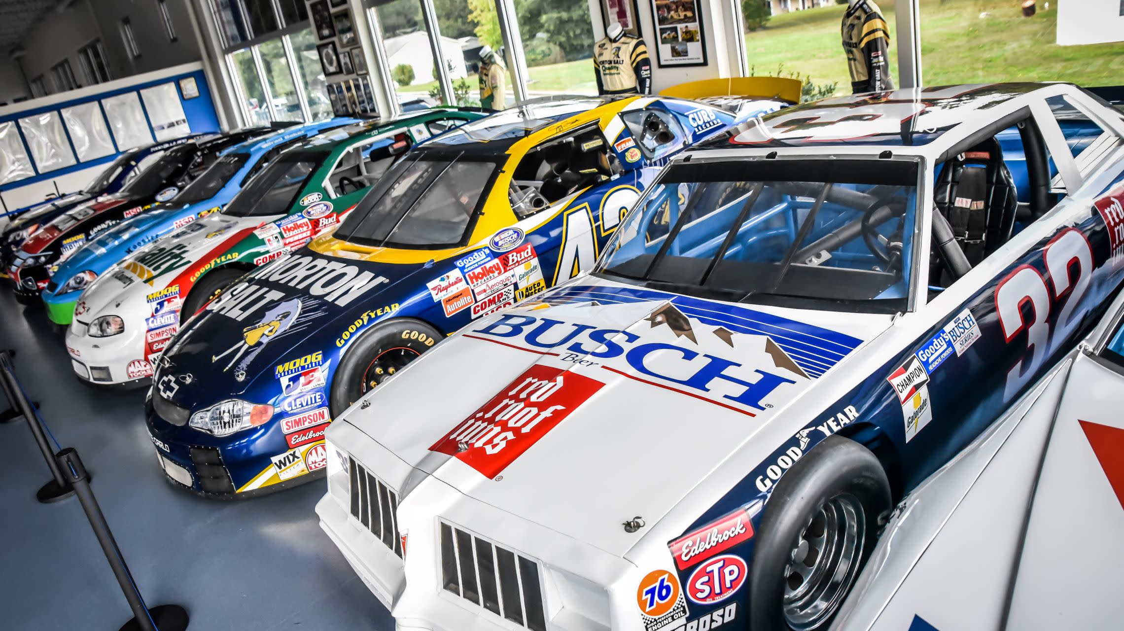 race cars on display