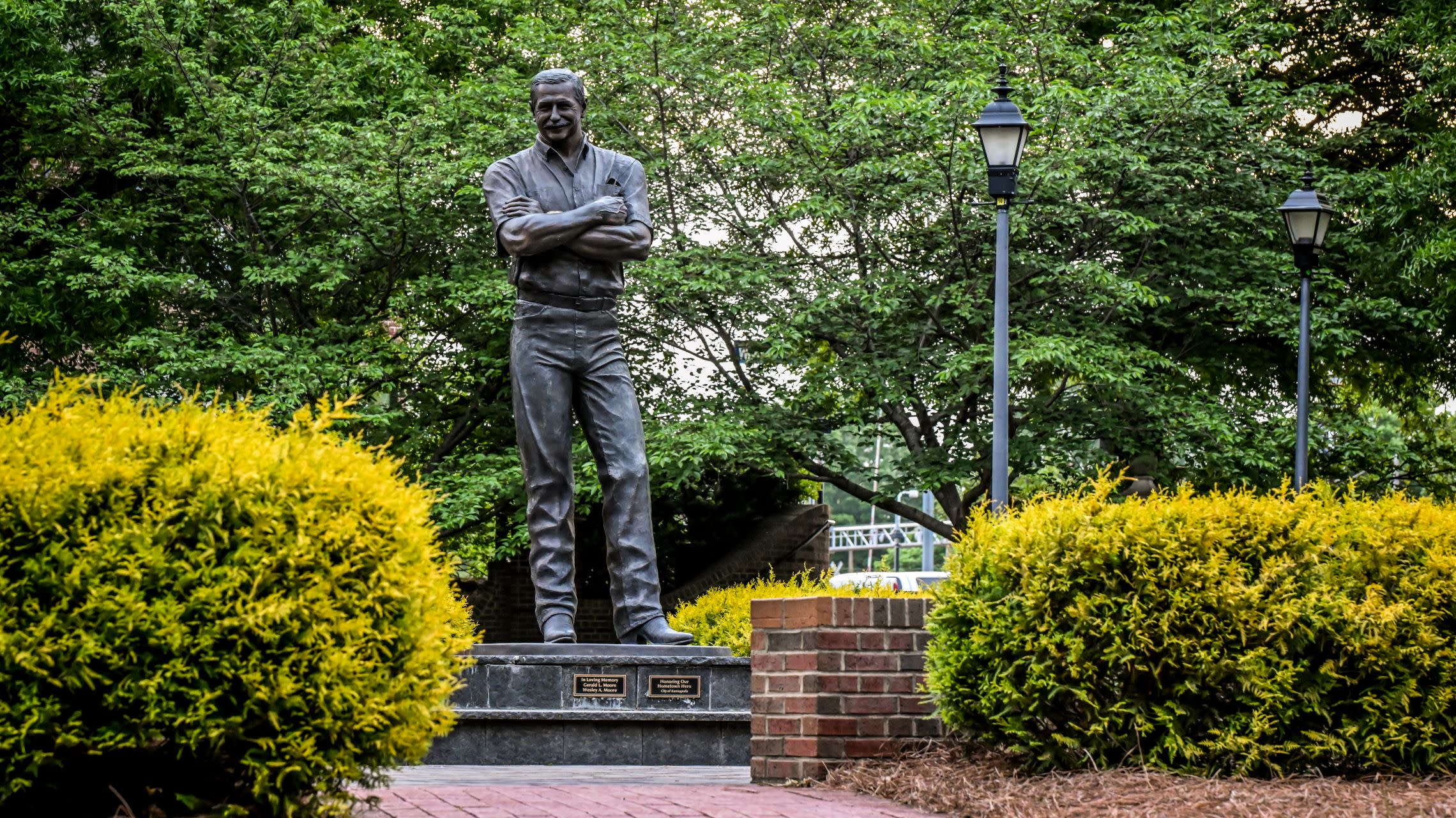 statute of Dale Earnhardt in courtyard