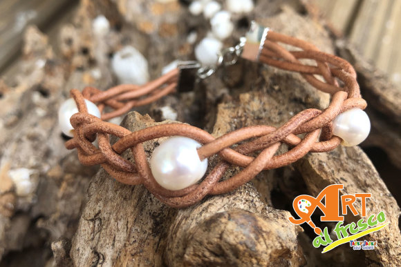 January 31, Art al Fresco - Leather & Pearls Bracelet