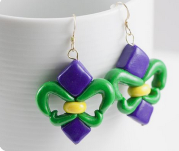 February 15, Art al Fresco - Create with Clay, Mardi Gras Earrings