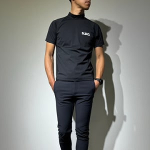 半袖モックネック カットソー MINIMUM LOGO/BLACK×WHITE(UNISEX)
