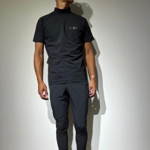 半袖モックネック カットソー MINIMUM LOGO/BLACK×BLACK(UNISEX)