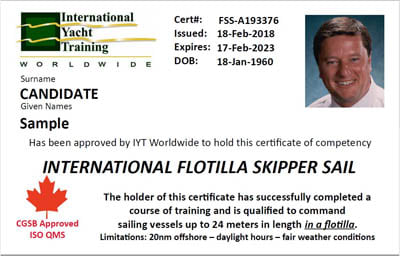Ctртификат IYT Bareboat Skipper
