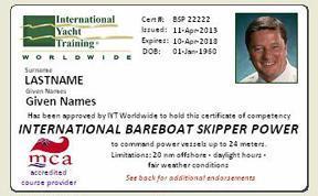 Ctртификат IYT Bareboat Skipper