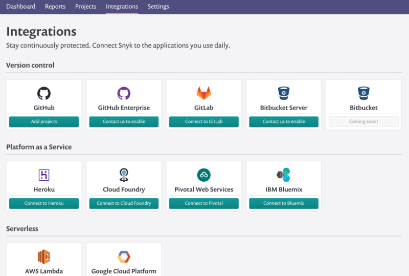 A screenshot of the Snyk website showing test reports alongside each project