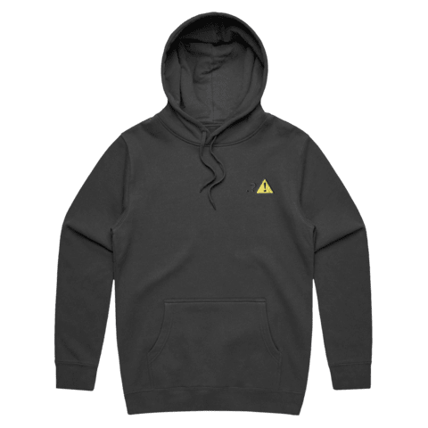 Caution Unisex Fleece Embroidered Hoodie in Graphite / XXL by Michael Pederson