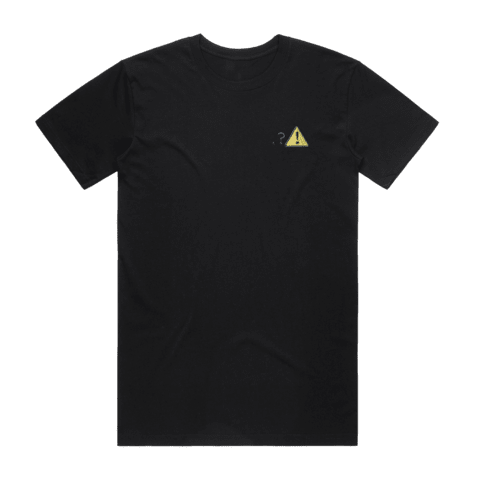 Caution Men's 100% Organic Cotton Embroidered T-shirt in Black / XXL by Michael Pederson