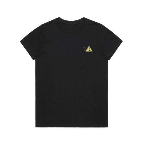 Caution Women's 100% Organic Cotton Embroidered T-shirt in Black / XXL by Michael Pederson