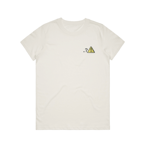 Caution Women's 100% Organic Cotton Embroidered T-shirt in Natural / XXL by Michael Pederson