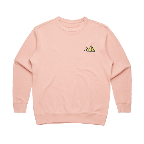 Caution Women's 100% Cotton Embroidered Sweatshirt in Pale Pink / XL by Michael Pederson