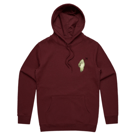 Hooya Unisex Minimal Fleece Hoodie in Burgundy / XXL by Enpei Ito