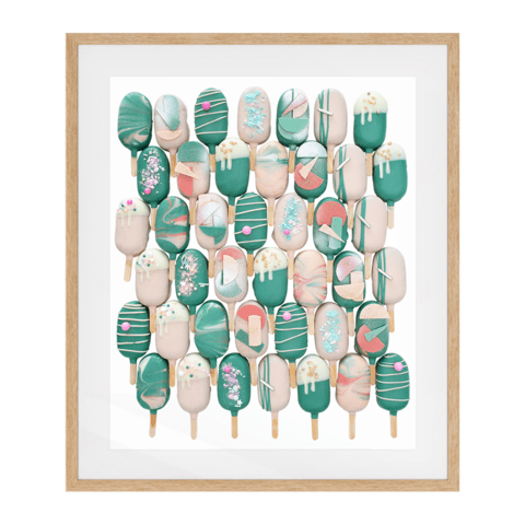 Cake Popsicle 01 Solid Wood Framed Art Print in Natural Frame / 83 X 63 CM by Raymond Tan