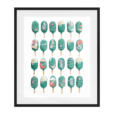 Cake Popsicle 02 Solid Wood Framed Art Print in Black Frame / 83 X 63 CM by Raymond Tan