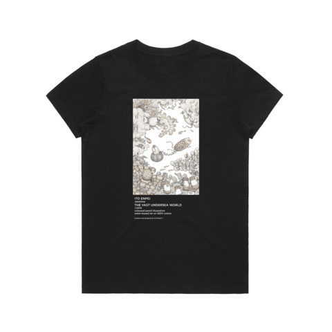 The Vast Undersea World Women's 100% Organic Cotton Minimal T-shirt in Black / XXL by Enpei Ito