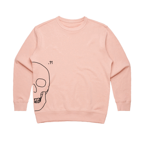 Skull Women's 100% Cotton Minimal Sweatshirt in Pale Pink / XL by Buff Diss
