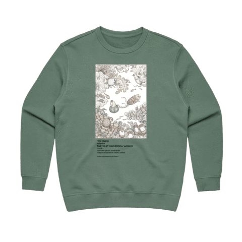 The Vast Undersea World Women's 100% Cotton Minimal Sweatshirt in Sage / XL by Enpei Ito