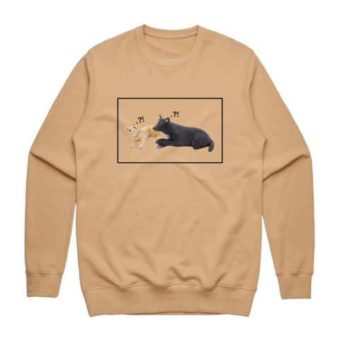 Apple & Chibi Men's 100% Cotton Minimal Sweatshirt in Tan / XXL by erinswindow
