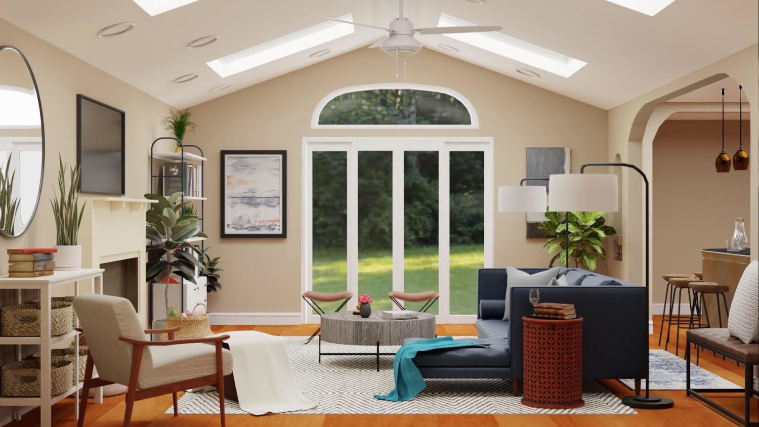 Kid-Friendly Living Room: Mid-Century Urban Design By Spacejoy