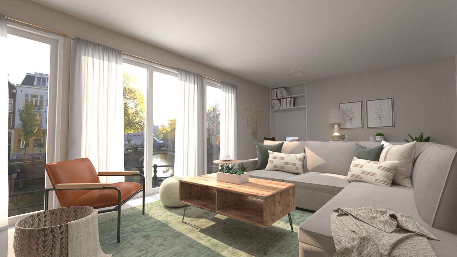 Green Accents: Mid-Century Minimalist Living Room Design By Spacejoy