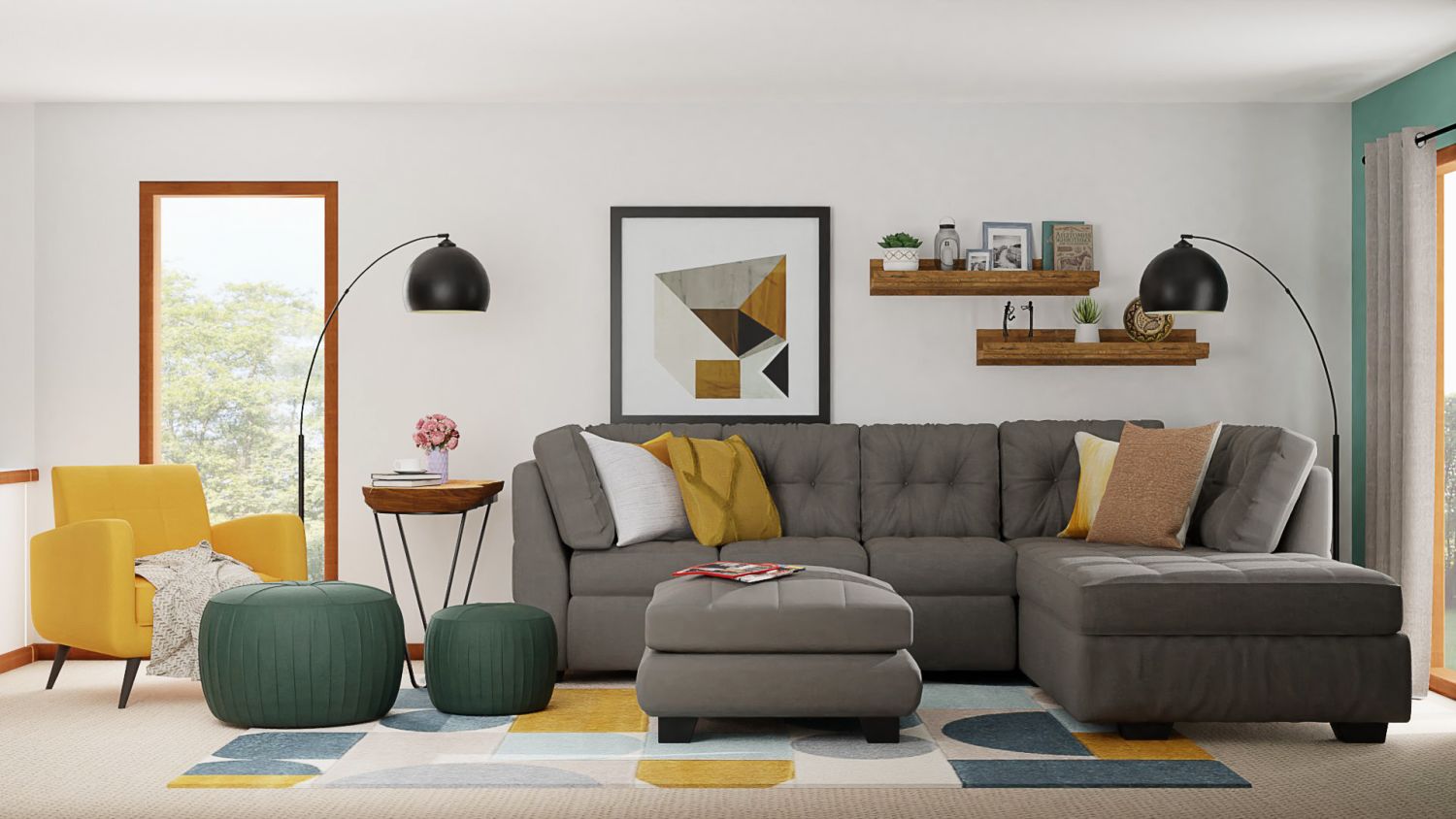 Mid-Century Living Room with Retro Vibes Design By Spacejoy