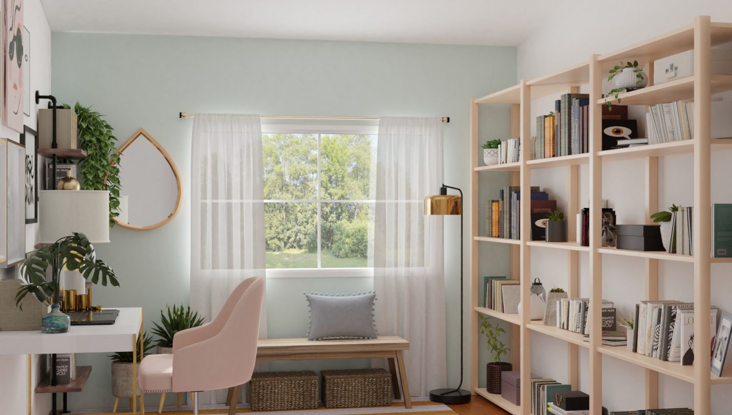 Feminine Office: Elegant Eclectic Design By Spacejoy