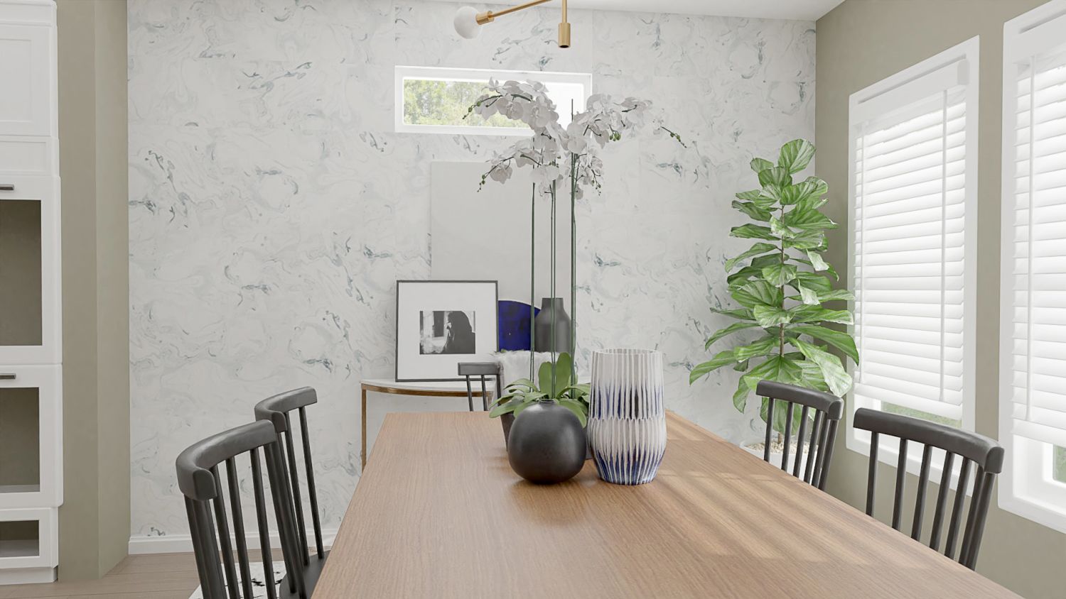 Modern Rustic with Glam Touches: Dining Room Design By Spacejoy