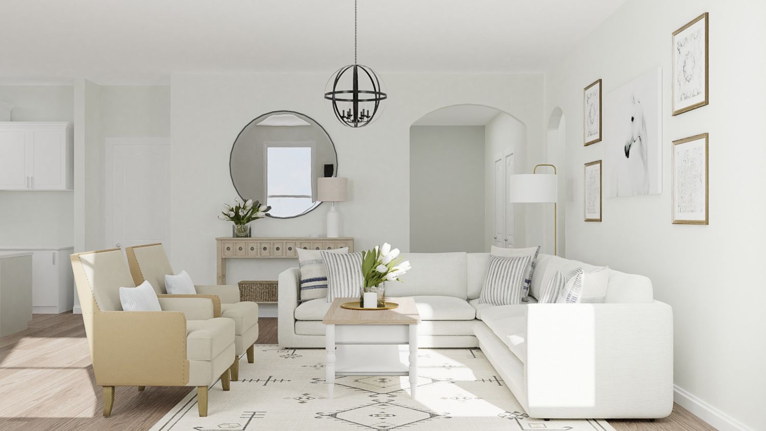 Neutral Tones: Modern Farmhouse Living Room Design By Spacejoy