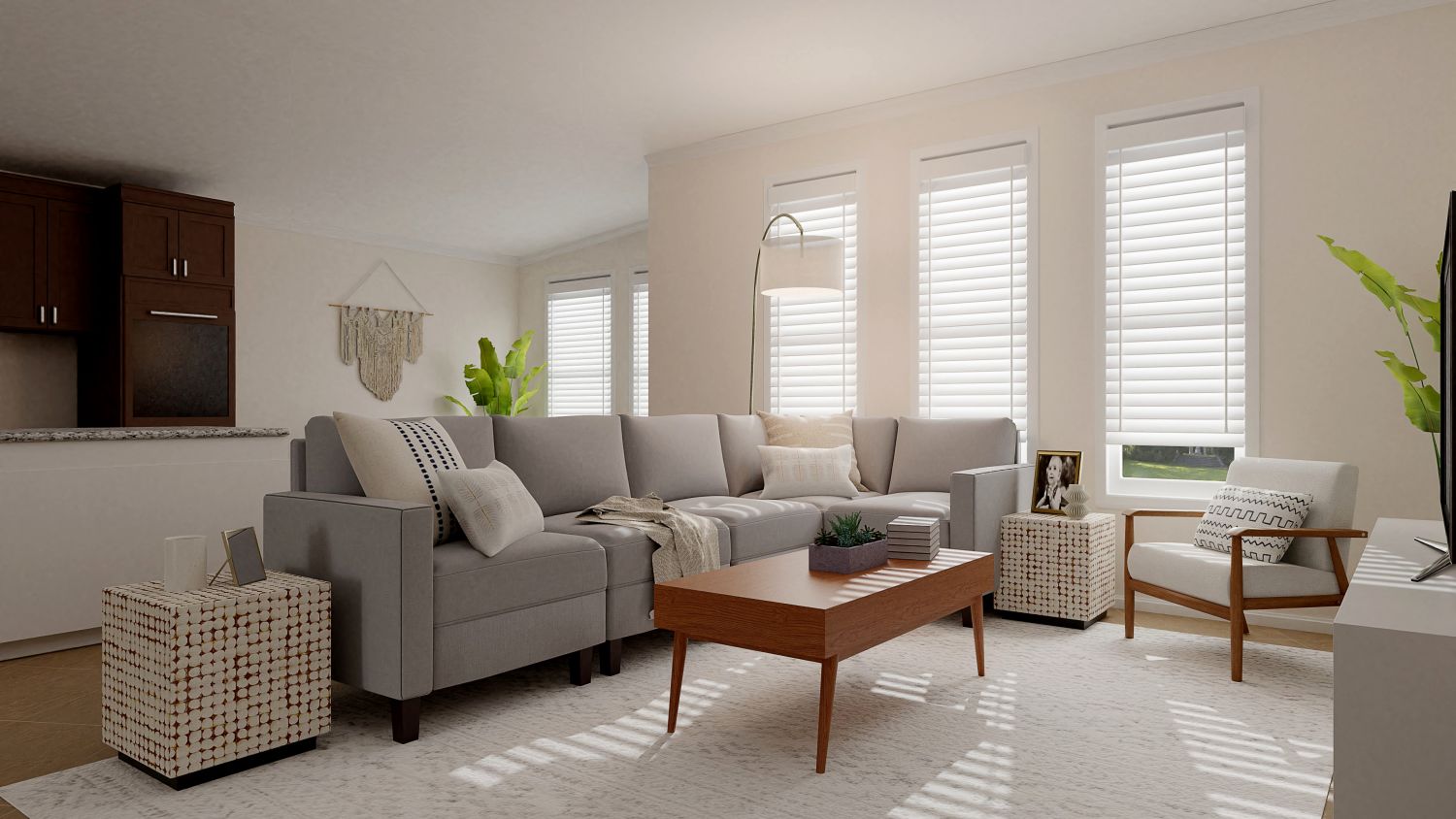 Extra Storage: Mid-Century Contemporary Living Room Design By Spacejoy