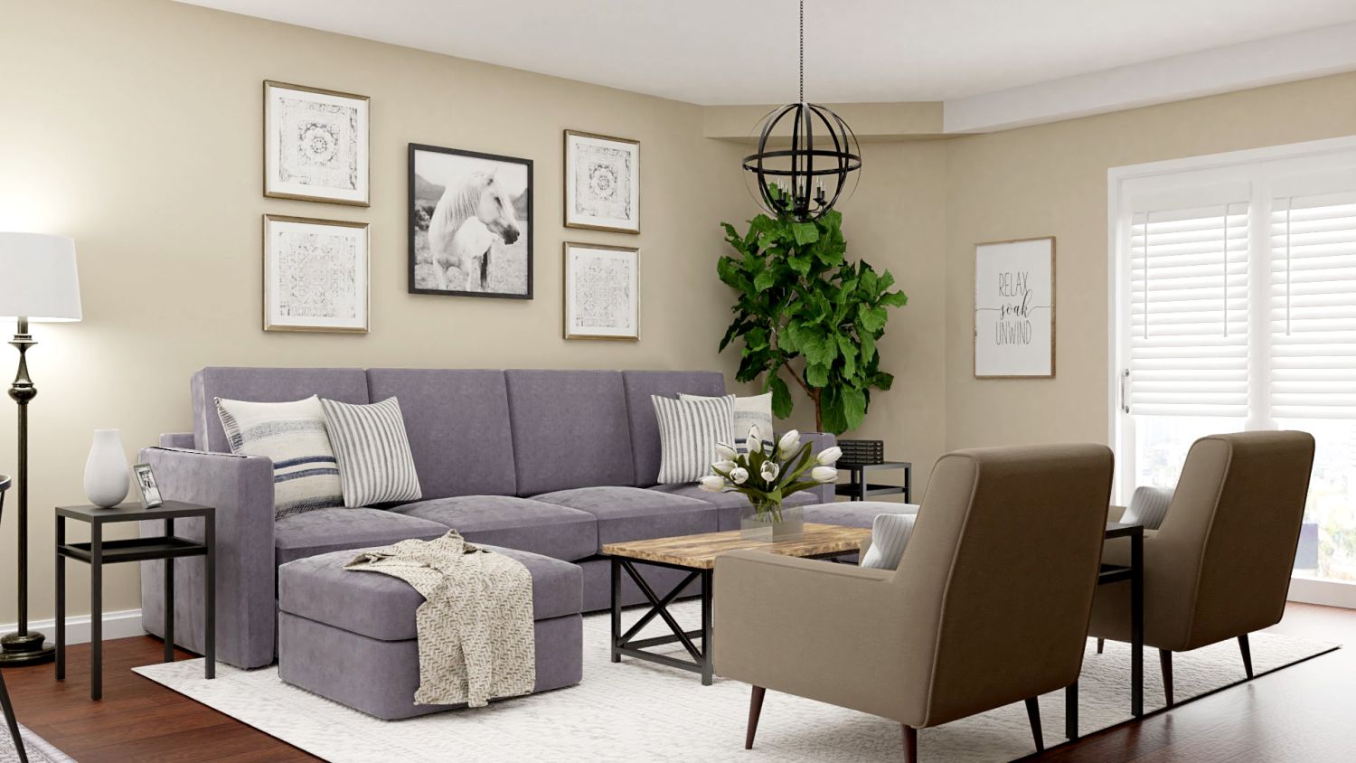 Urban Farmhouse: Living Room Design Design By Spacejoy