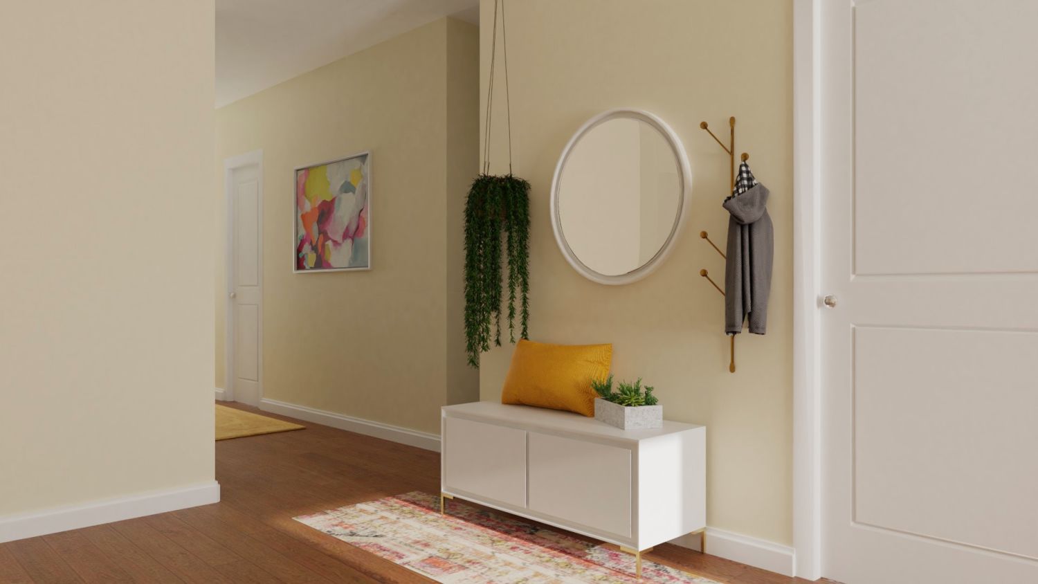 Vibrant Multi-Color: Eclectic Glam Entryway Design By Spacejoy