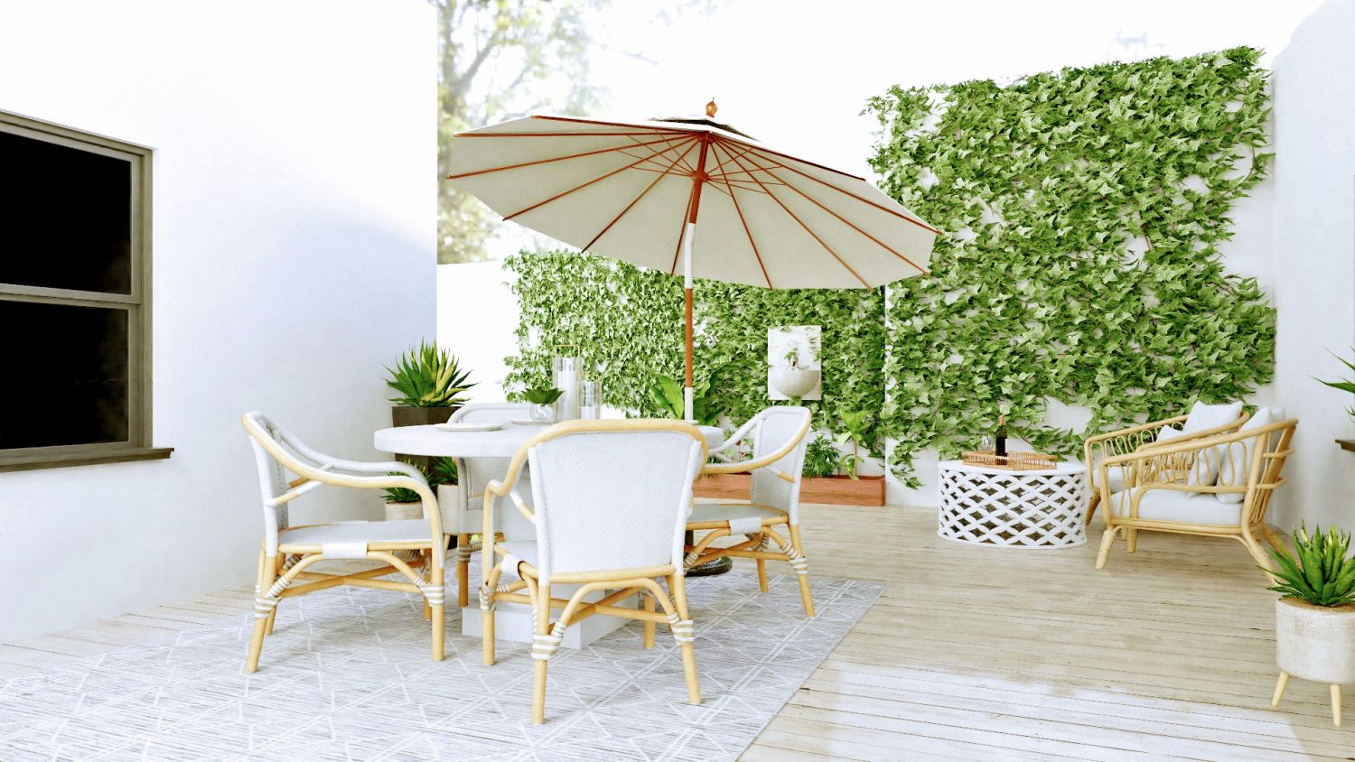 Summer Haven: Coastal Casual Patio Design By Spacejoy