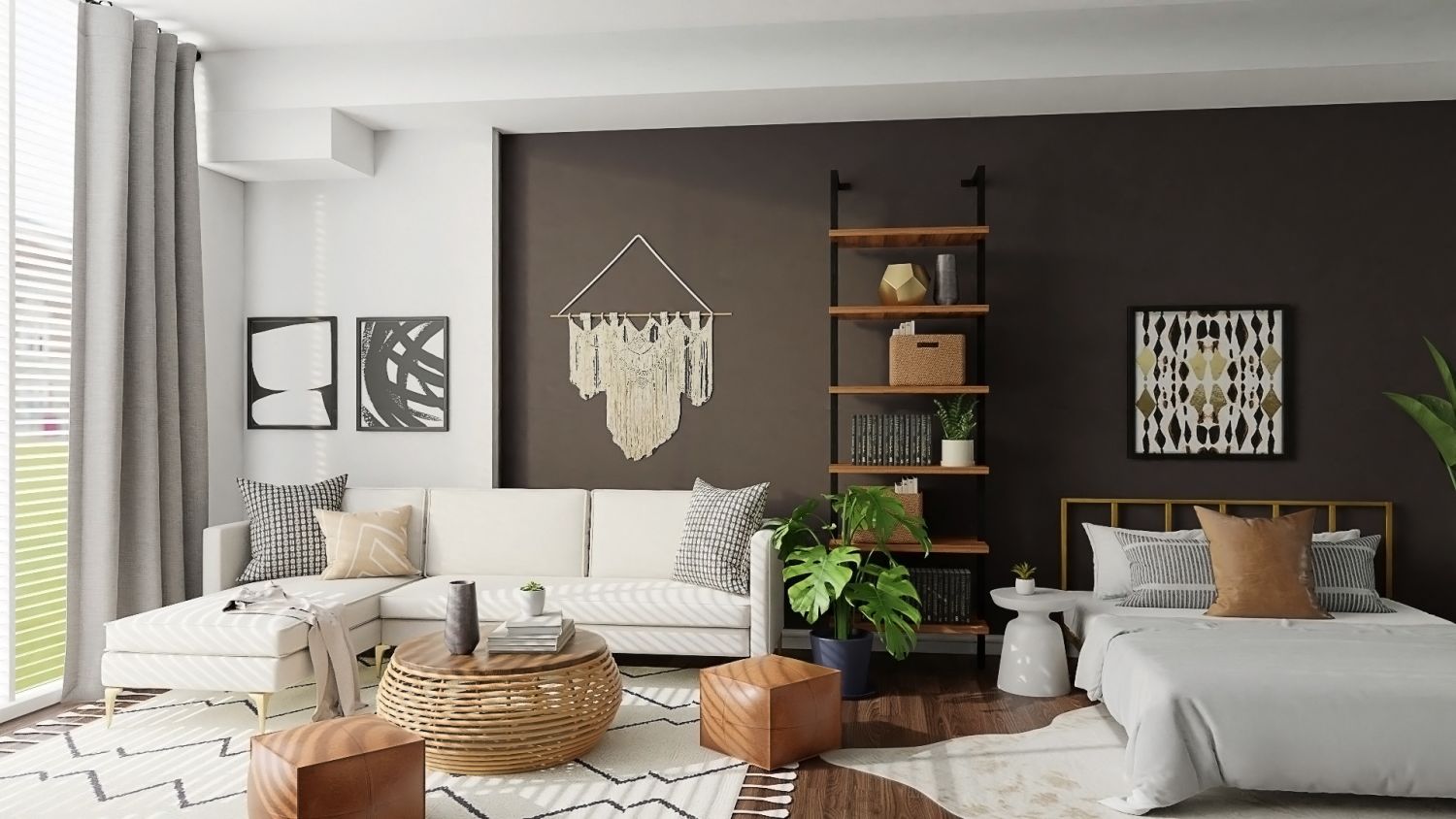 Statement Charcoal: Modern Boho Studio Design By Spacejoy