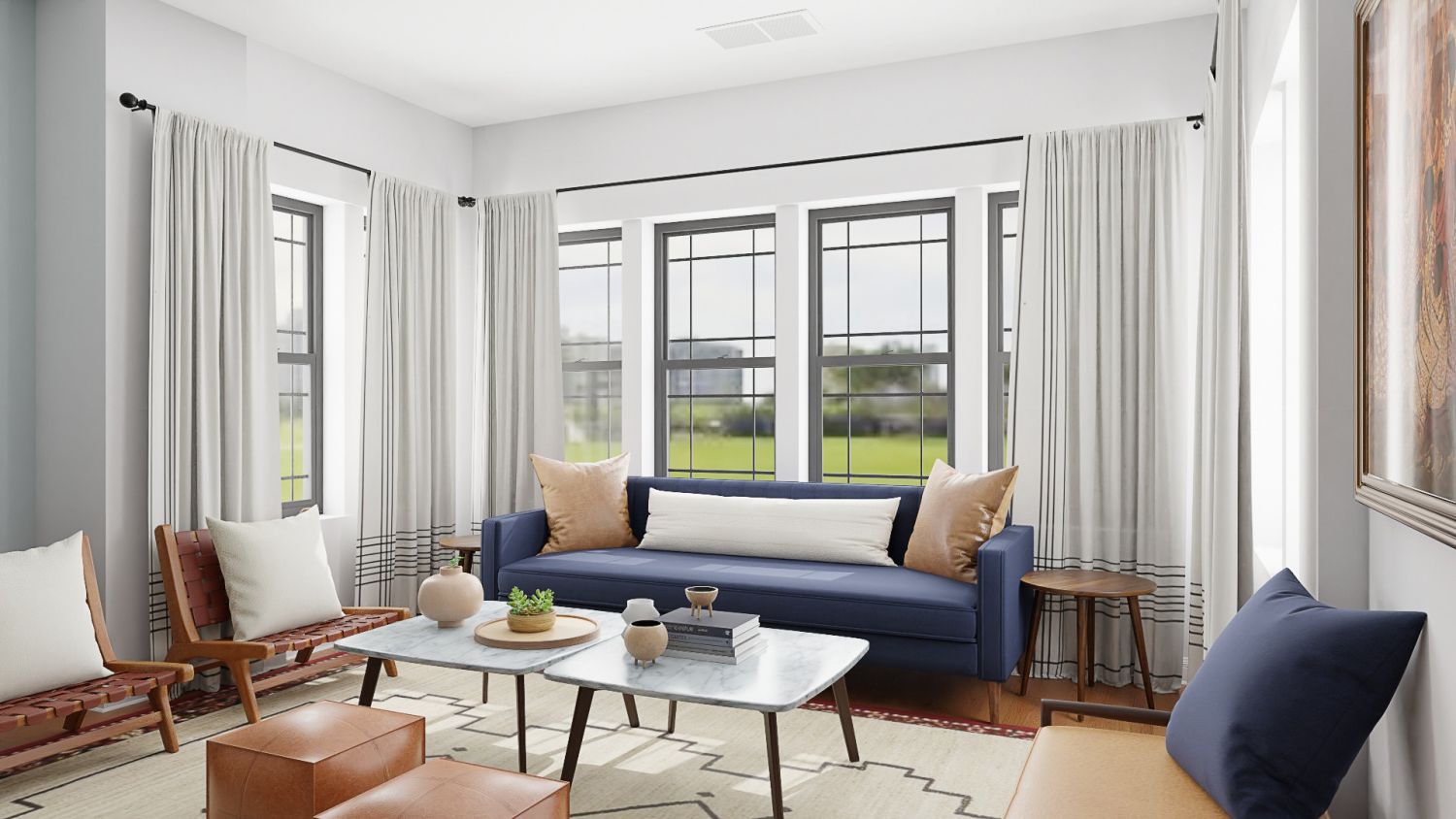 Natural Textures: Mid Century Modern Living Room Design By Spacejoy