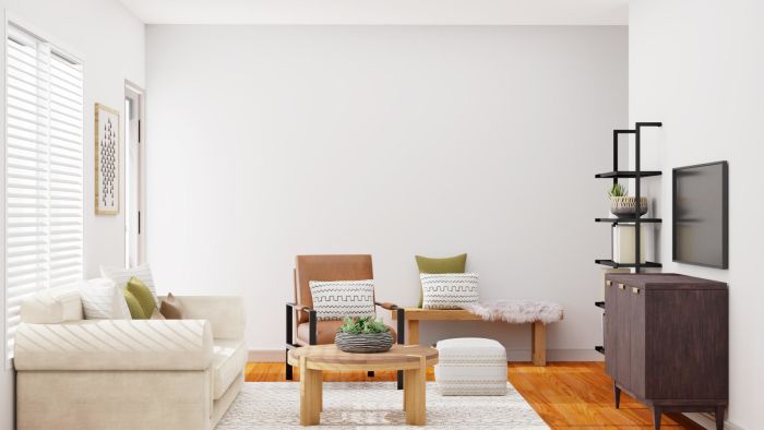 Mid Century Rustic Living Room in Earth Tones Design View 4 By Spacejoy