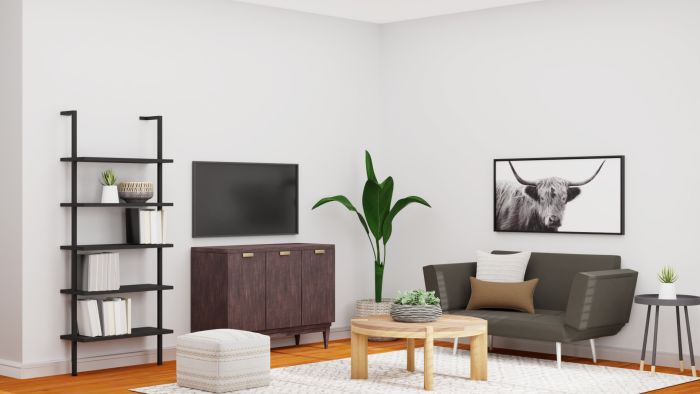 Mid Century Rustic Living Room in Earth Tones Design View 2 By Spacejoy