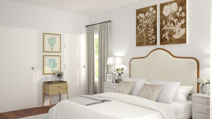 Airy Color Palette: French Country Bedroom Design View 2 By Spacejoy