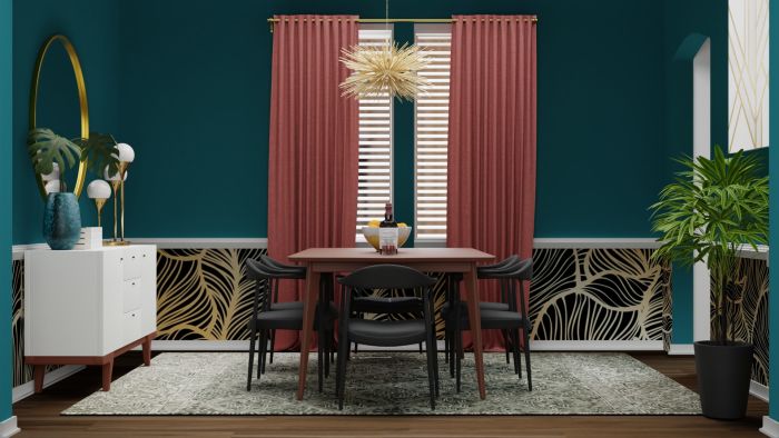 Bold Prints: Mid-Century Eclectic Dining Room Design View 2 By Spacejoy