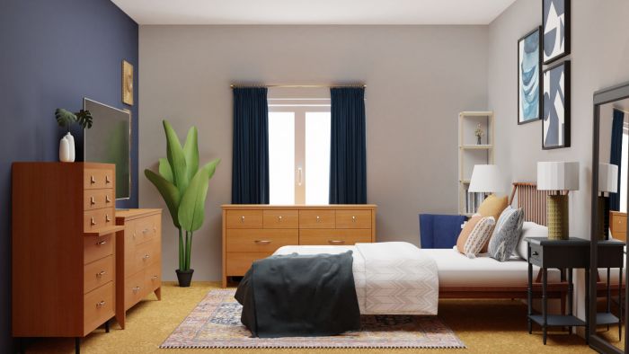 Blues: Mid-Century Retro Bedroom Design View 3 By Spacejoy