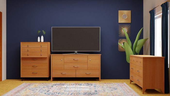 Blues: Mid-Century Retro Bedroom Design View 2 By Spacejoy