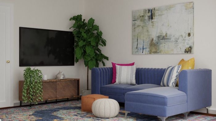 Jewel Tones: Rustic Eclectic Living Room Design View 2 By Spacejoy