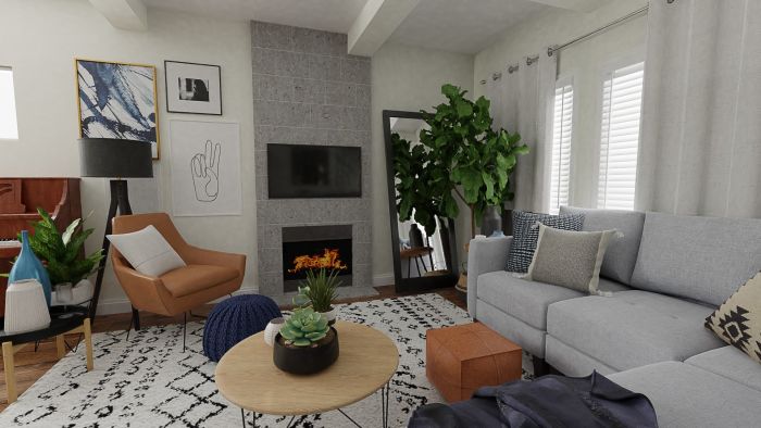 Texture + Pattern: Boho Eclectic Living Room Design View 2 By Spacejoy