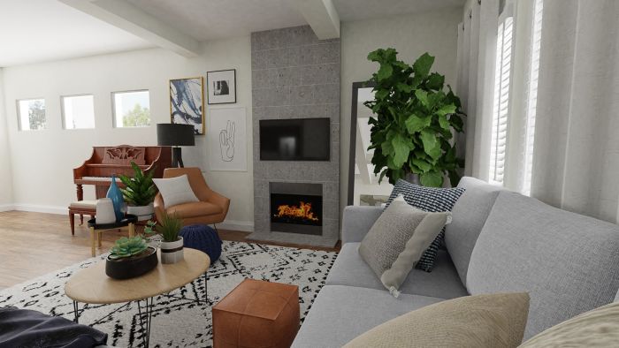 Texture + Pattern: Boho Eclectic Living Room Design View 3 By Spacejoy