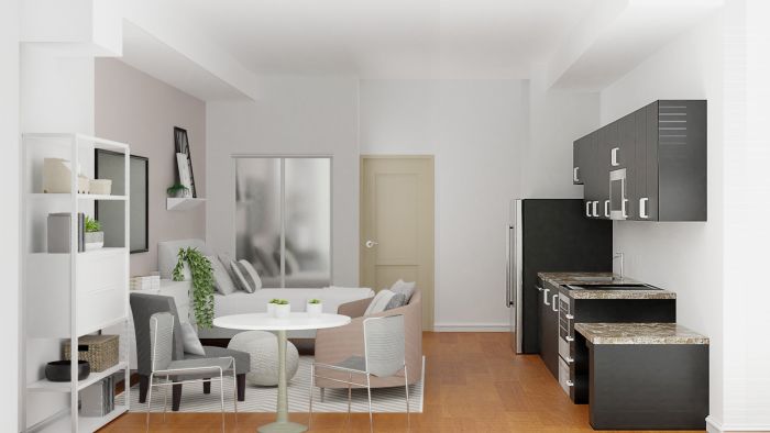 Functional Layout in a Tight Space: Modern Glam Studio Design View 3 By Spacejoy