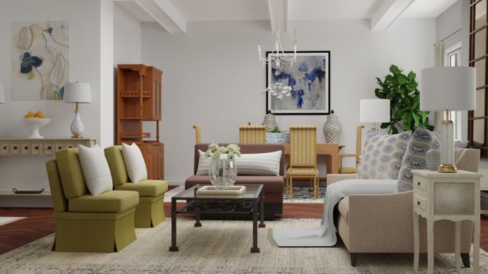 Modern Details: Traditional Open Living/Dining Room Design View 2 By Spacejoy